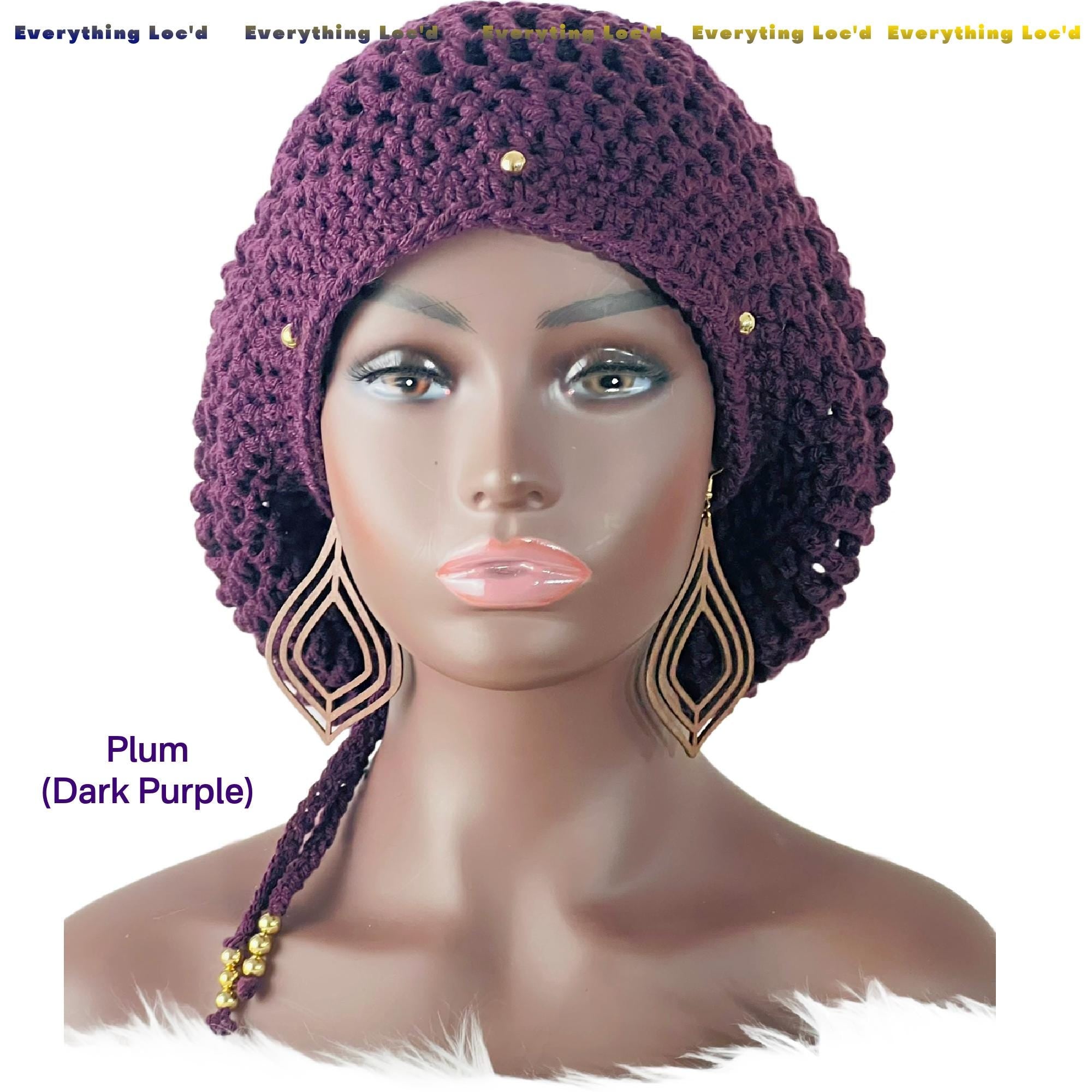 Crochet Dreadlock Tam with drawstring, Slouchy Rasta Beanie, Everything Locd