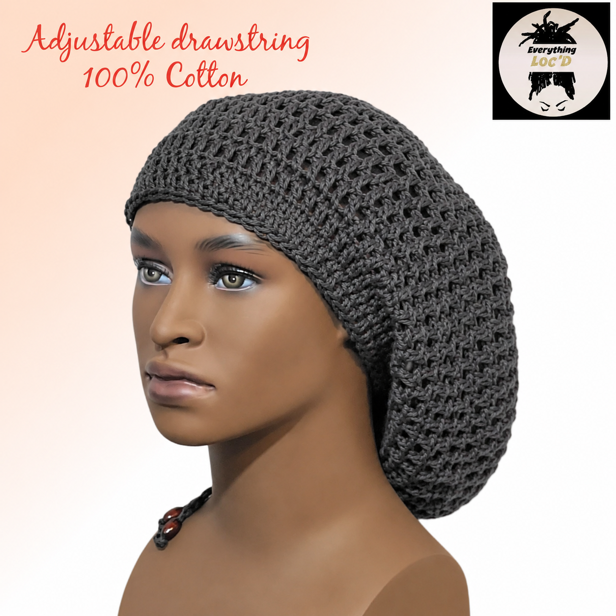 Oversized Cotton Rasta Tam, Dreadlock Slouchy Beanie, Everything Locd, Adjustable hats