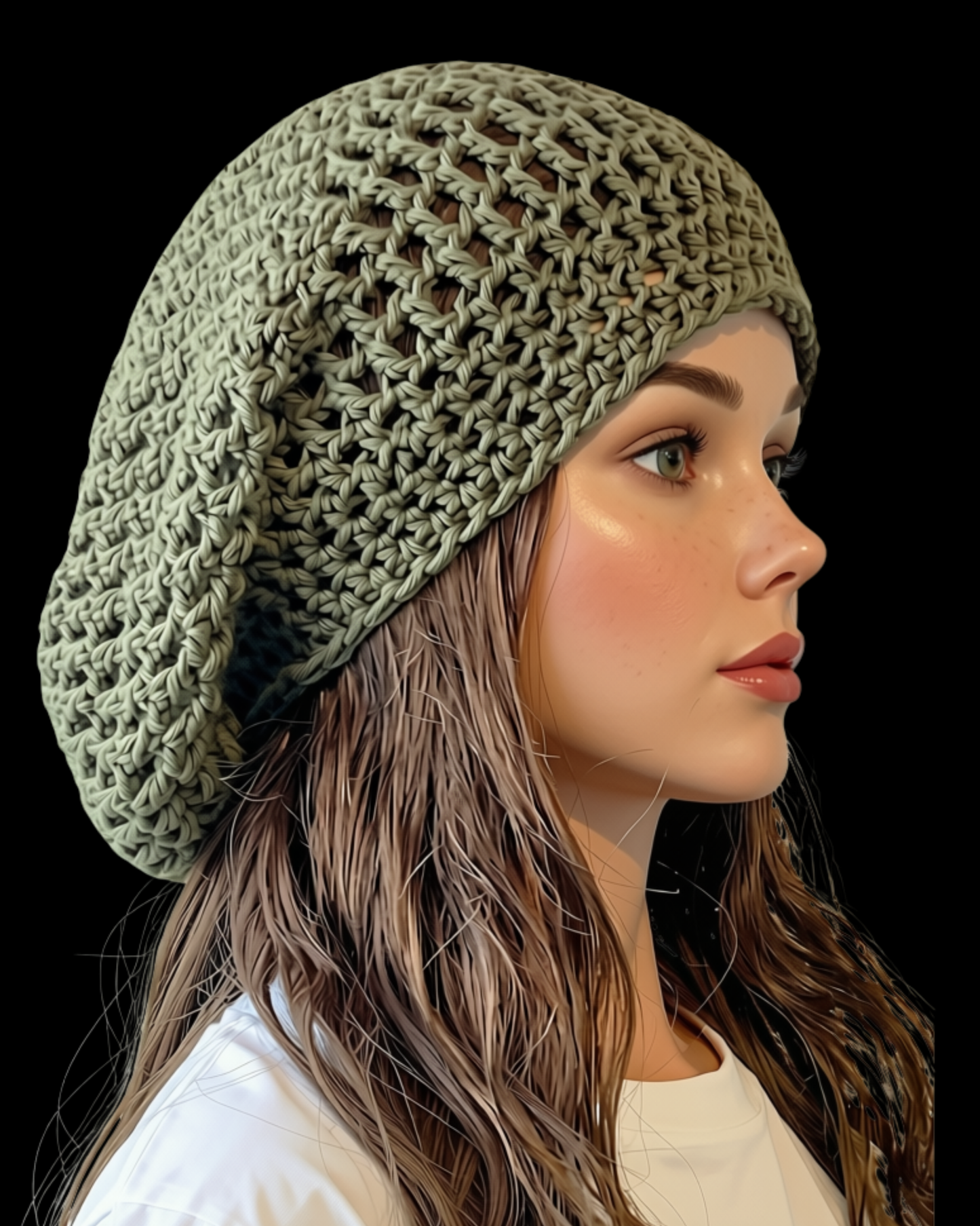 Crochet Dreadlock Tam with Drawstring, Cotton Slouchy Beanie, Rasta Tam