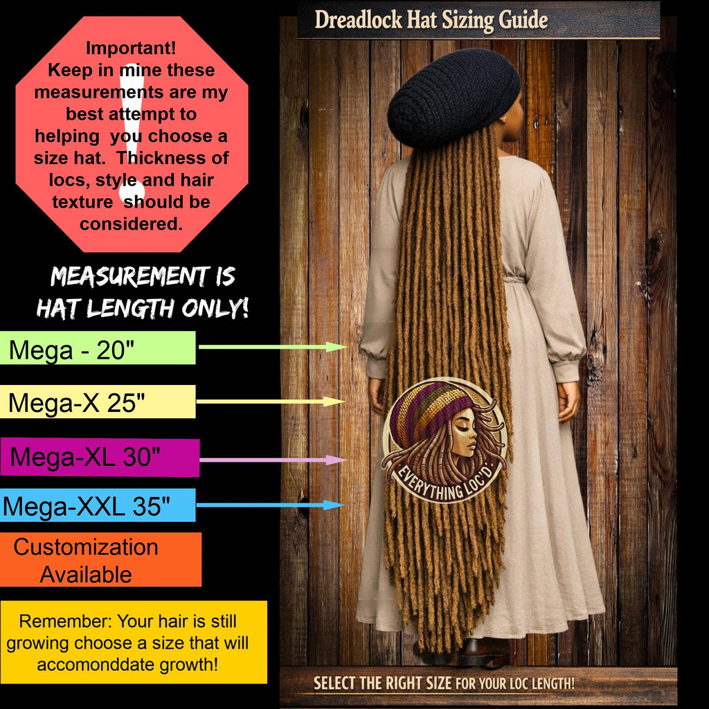 Mega Slouchy Dreadlock Rasta Tam with adjustable Drawstring, Extra Large Hats