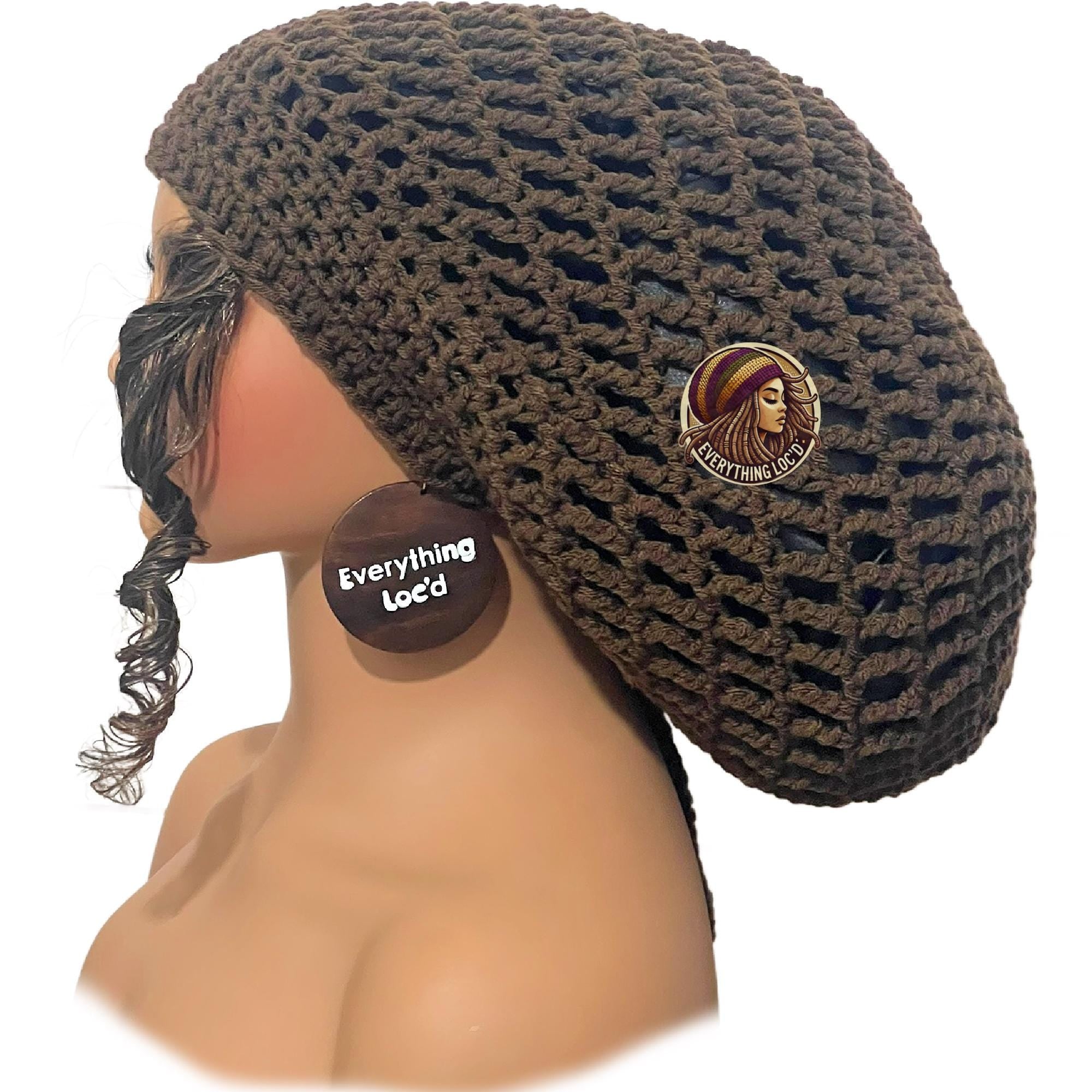 Crochet Rasta Tam with drawstring, Mega Slouchy Beanie, Large Adjustable dreadlock cap, Everything Locd