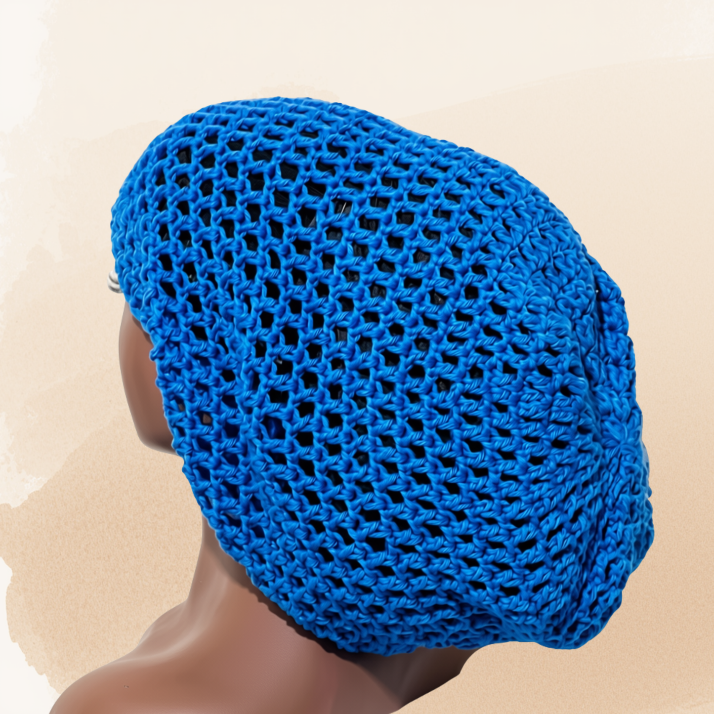 Crochet Dreadlock Tam with Drawstring, Cotton Slouchy Beanie, Rasta Tam