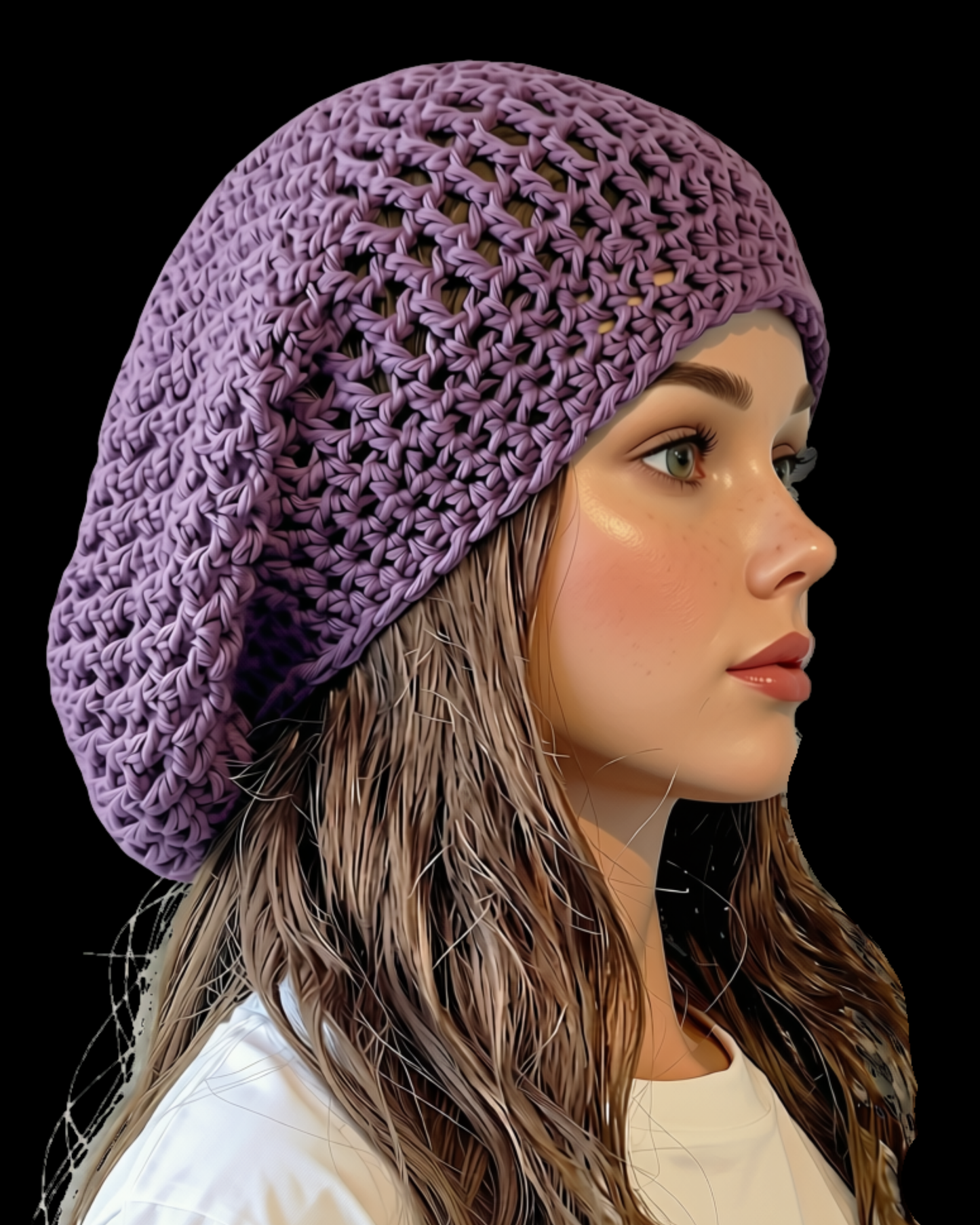 Crochet Dreadlock Tam with Drawstring, Cotton Slouchy Beanie, Rasta Tam