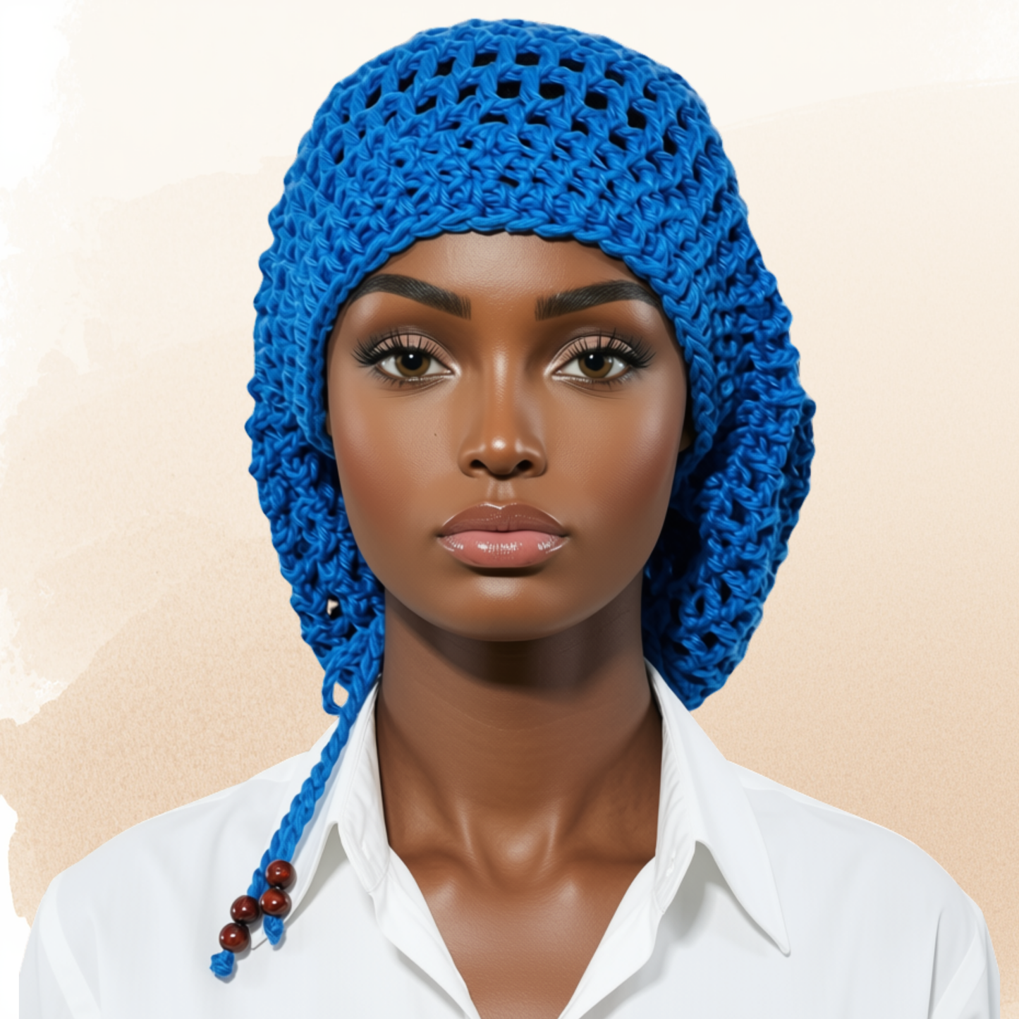 Crochet Dreadlock Tam with Drawstring, Cotton Slouchy Beanie, Rasta Tam
