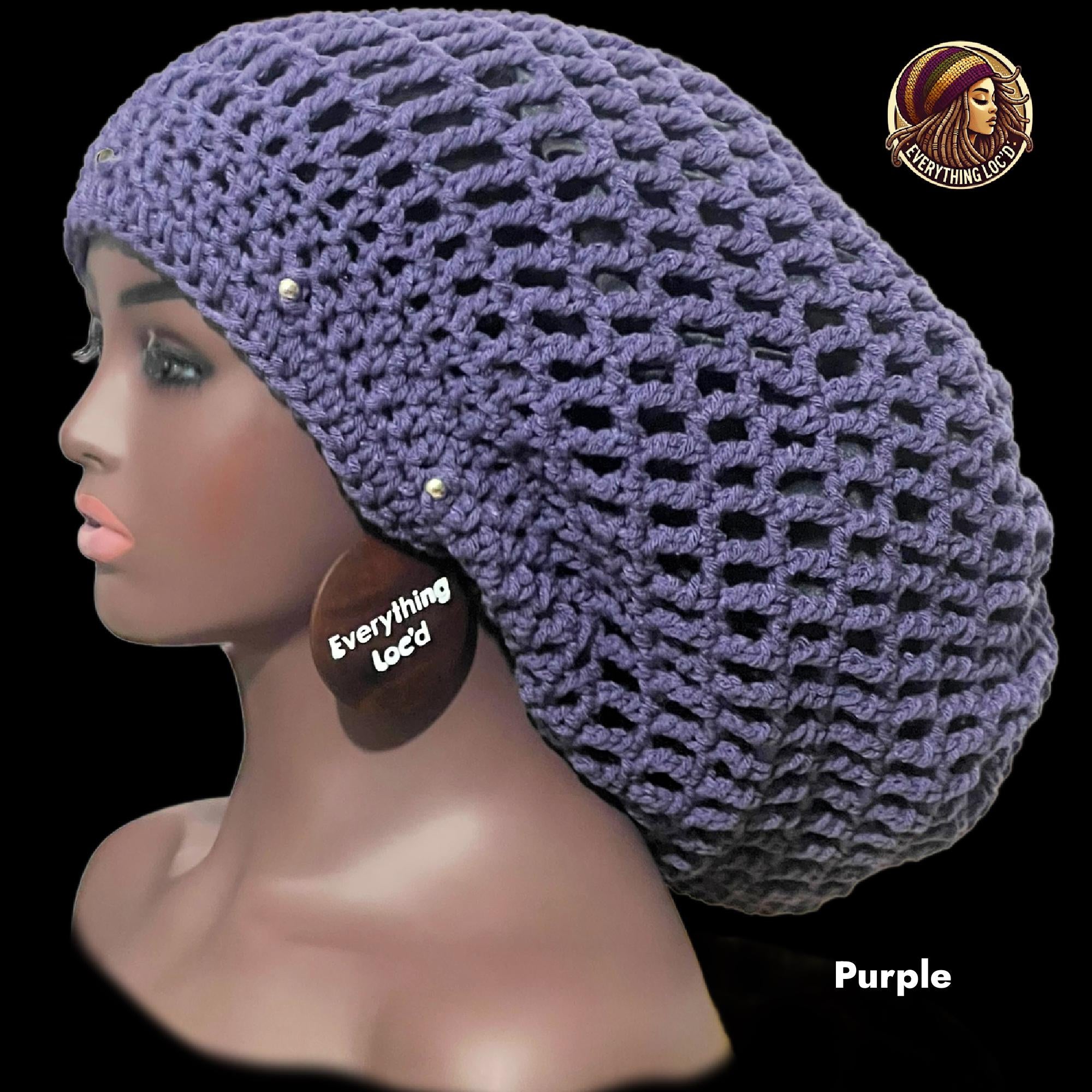 Crochet Dreadlock Tam with drawstring, Slouchy Rasta Beanie, Everything Locd