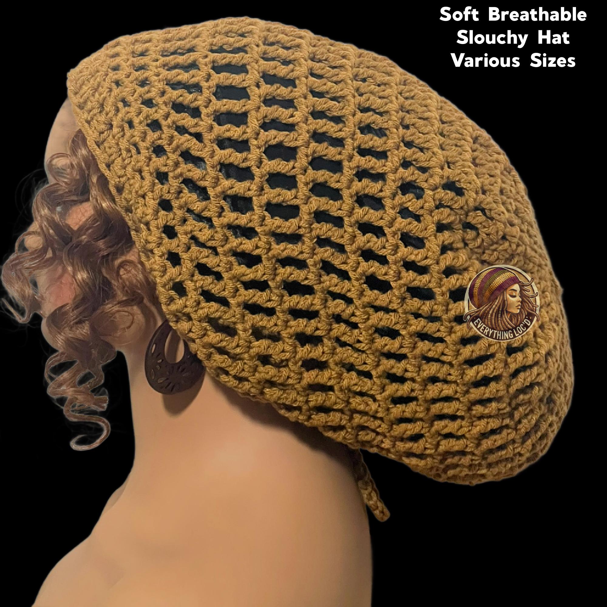 Crochet Rasta Tam with drawstring, Mega Slouchy Beanie, Large Adjustable dreadlock cap, Everything Locd