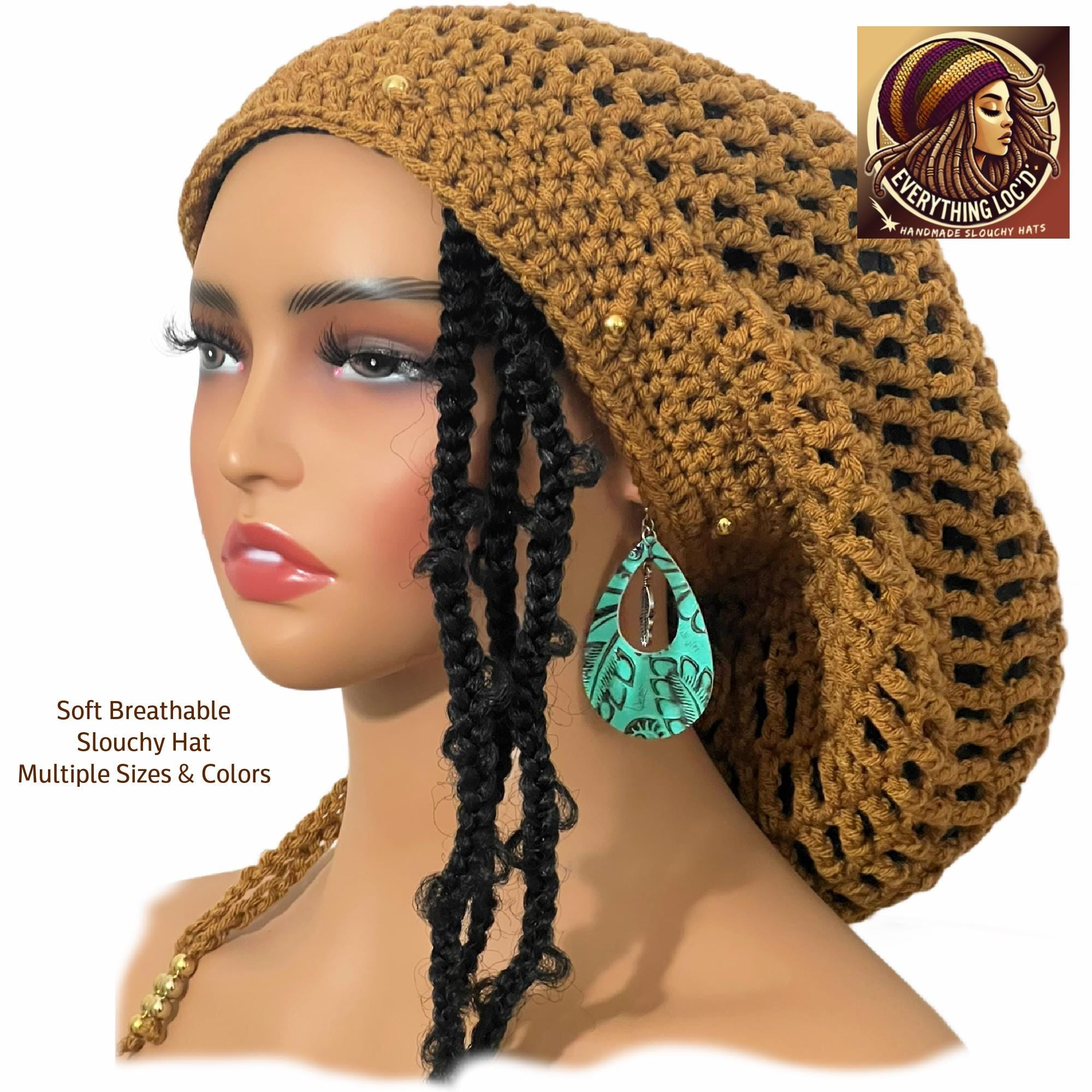 Crochet Rasta Tam for Dreadlocks, Slouchy Beanie hat, Women's hat, Everything Locd