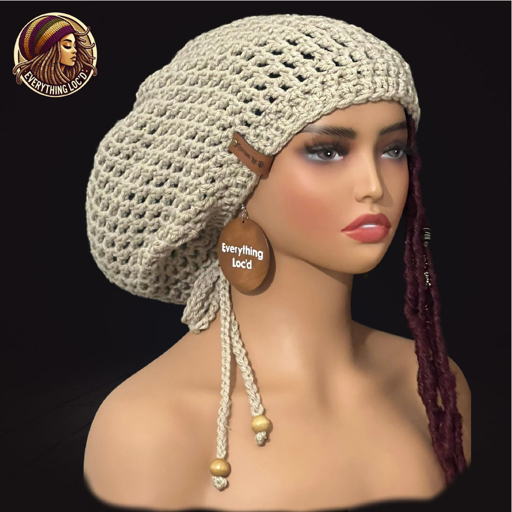 Chunky Rasta Tam with drawstring, Crocheted Slouchy Beanie, Multiple Colors, Everything Locd