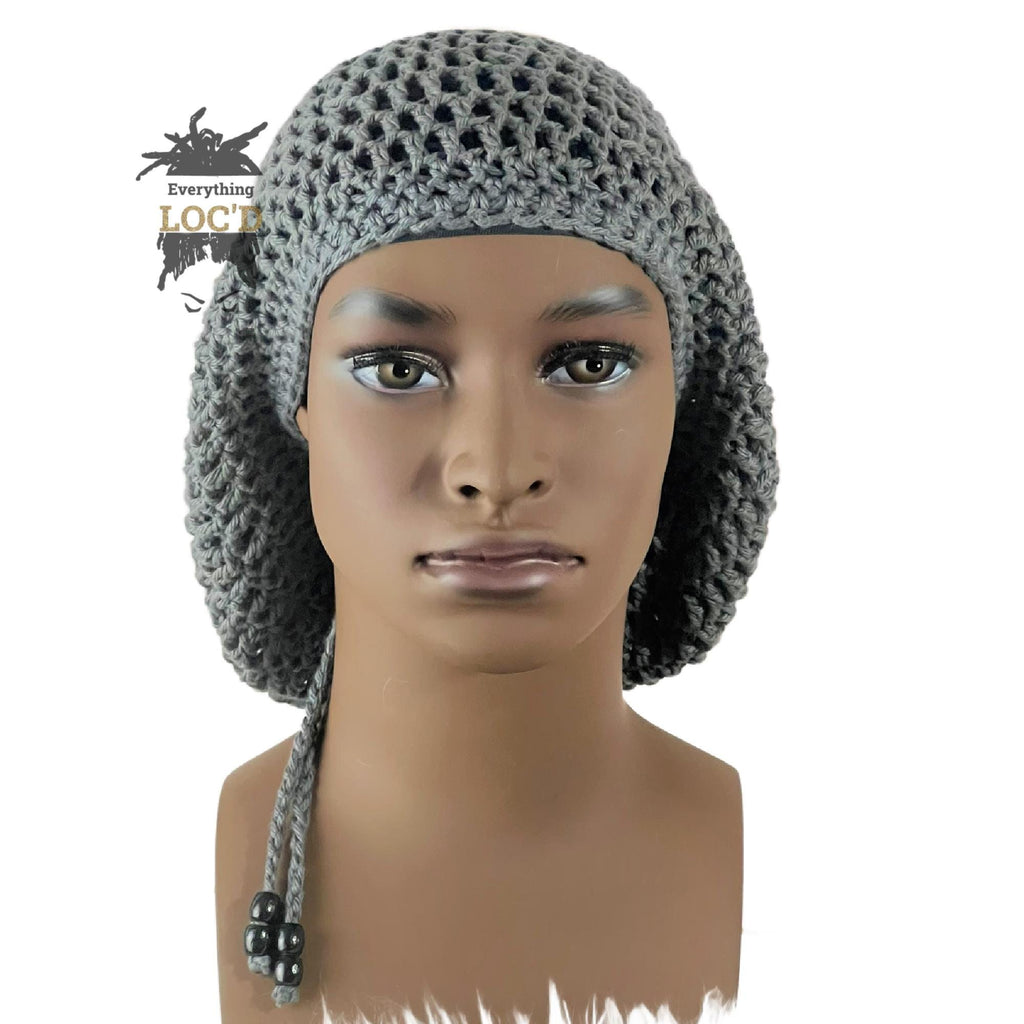 Handcrafted Oversized Grey Cotton Men Rasta Tam for Dreadlocks, Slouchy Beanie hat, Gift for men, Guy hats, Big Head Bad hair days, Male