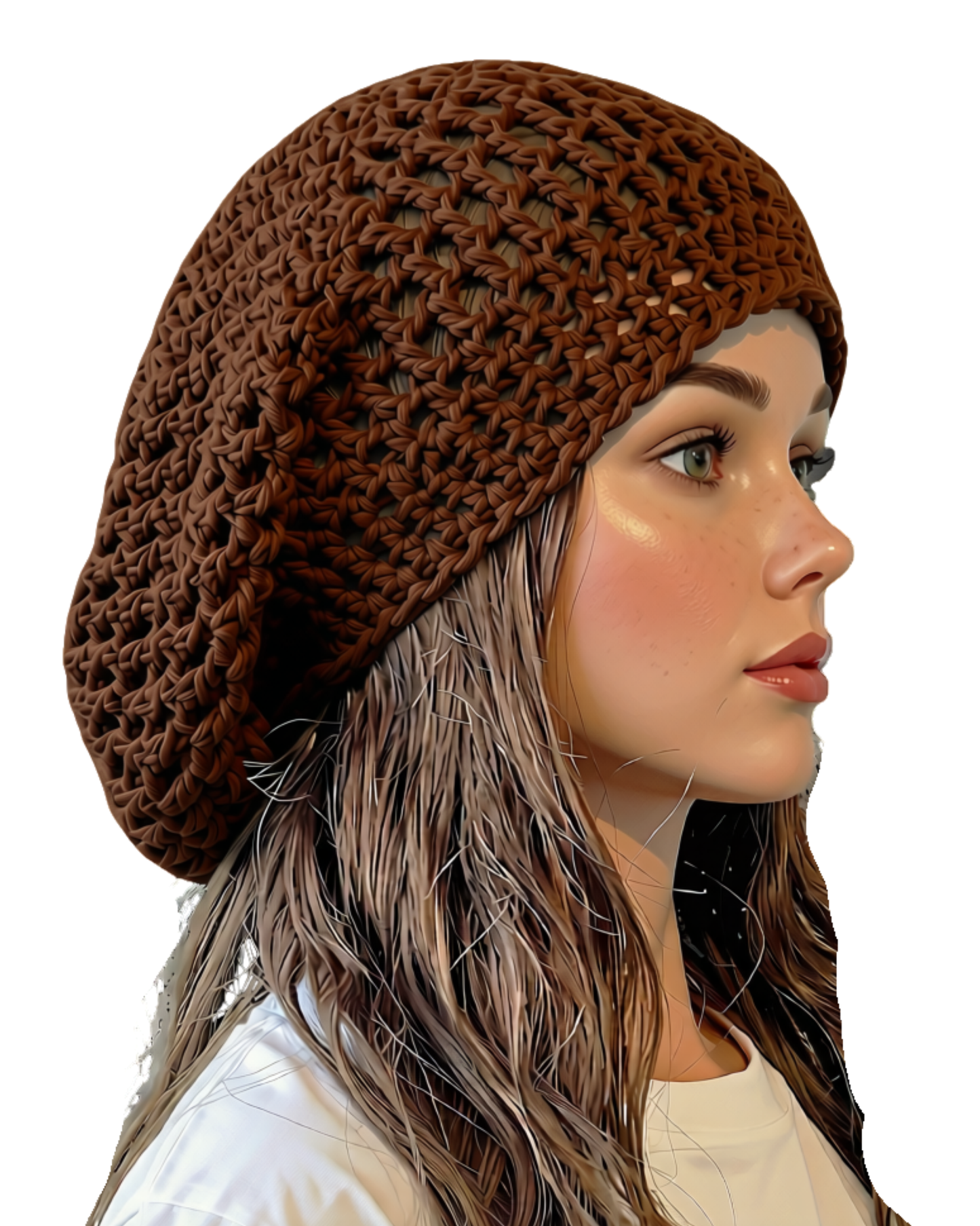 Crochet Dreadlock Tam with Drawstring, Cotton Slouchy Beanie, Rasta Tam
