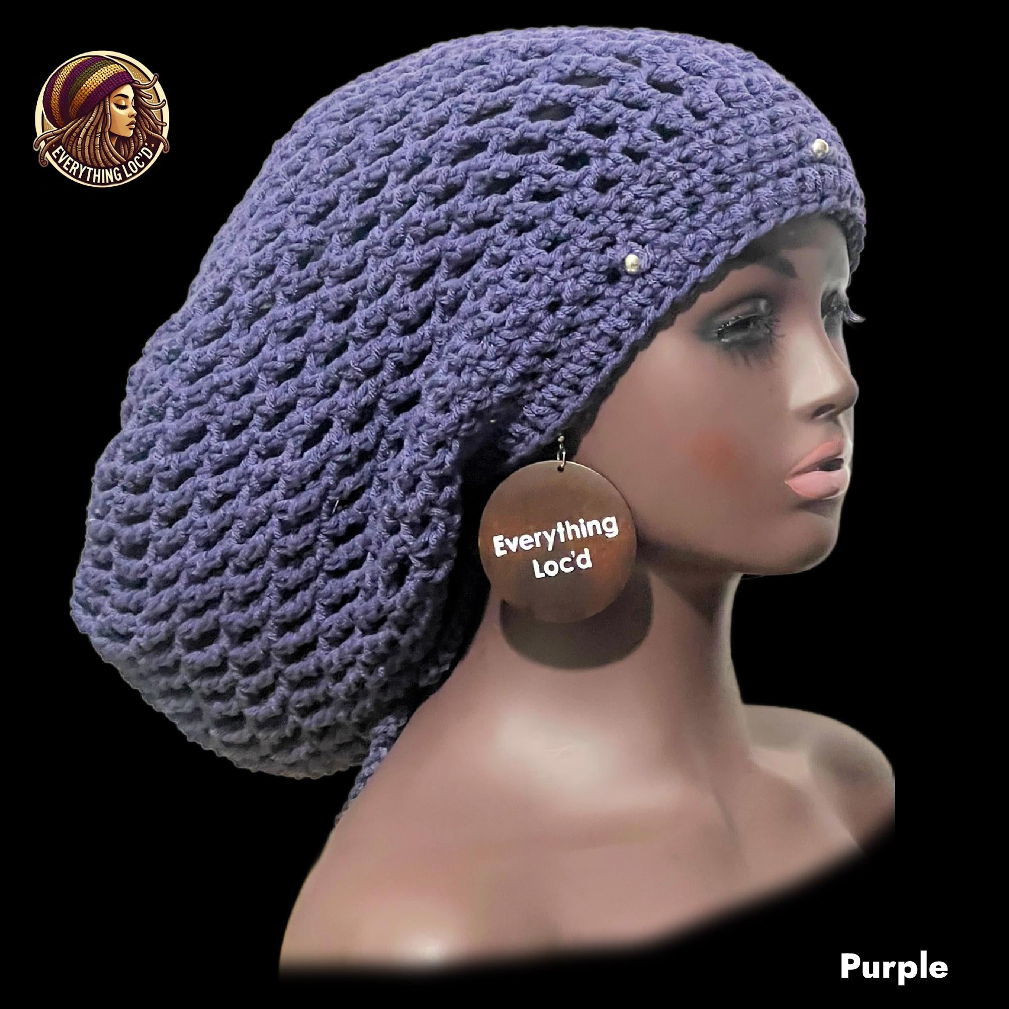 Crochet Dreadlock Tam with drawstring, Slouchy Rasta Beanie, Everything Locd