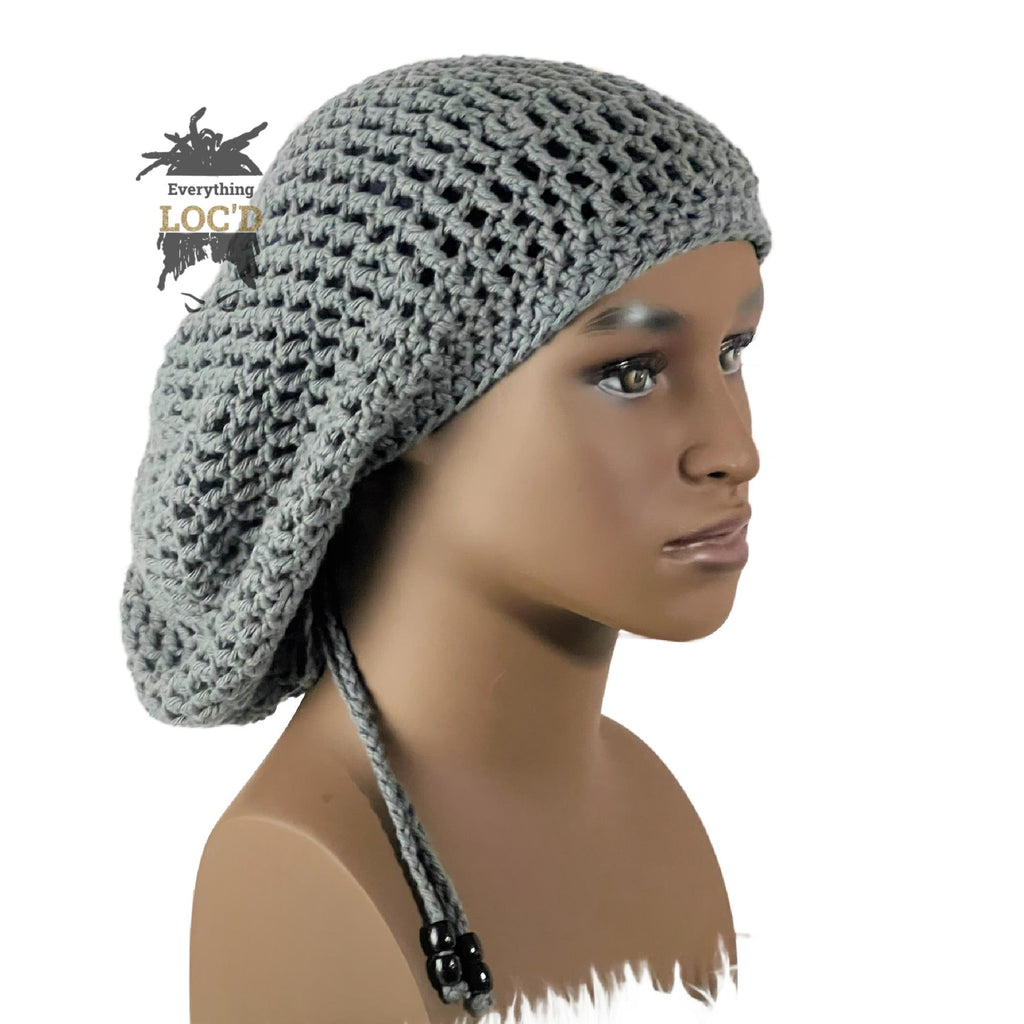Handcrafted Oversized Grey Cotton Men Rasta Tam for Dreadlocks, Slouchy Beanie hat, Gift for men, Guy hats, Big Head Bad hair days, Male