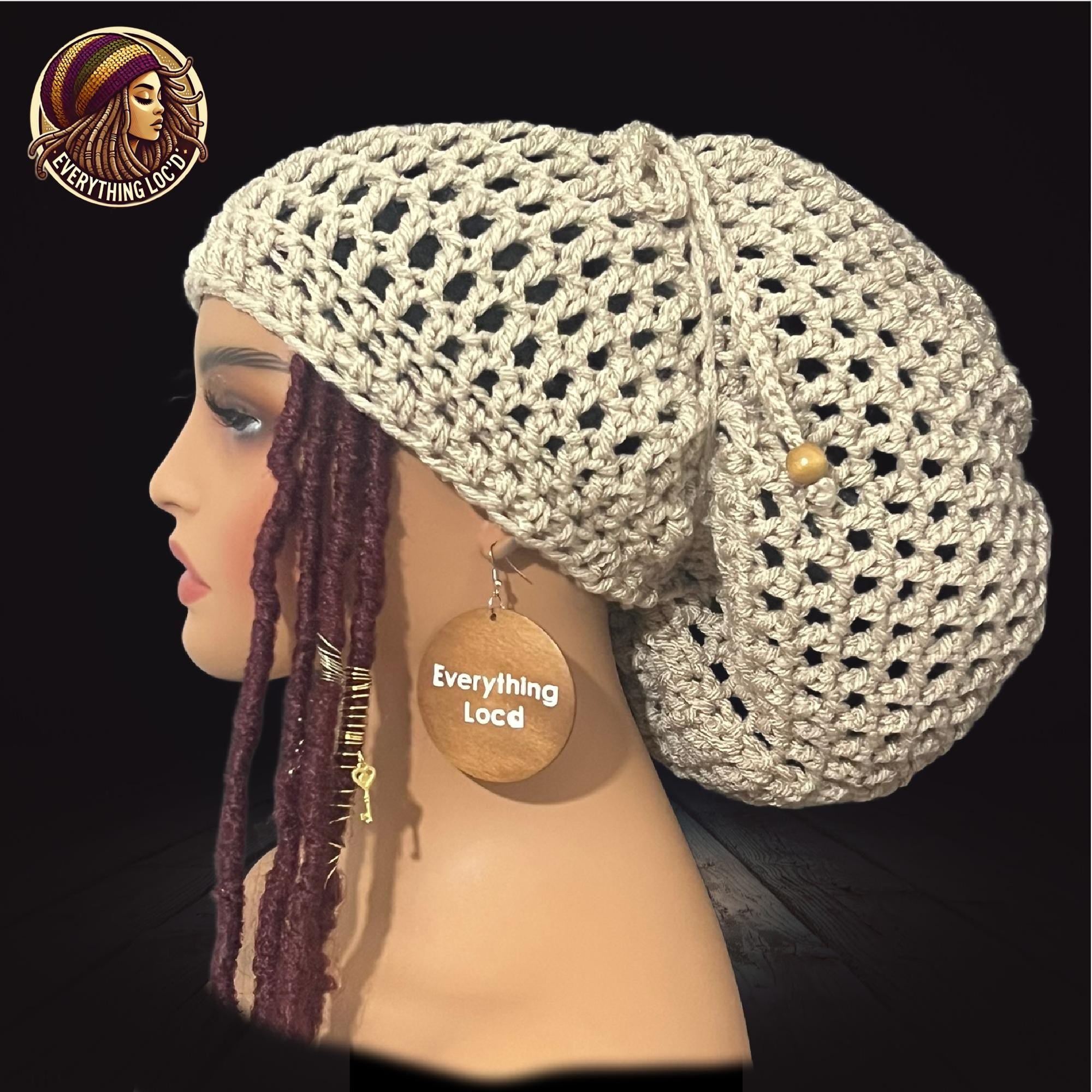 Chunky Rasta Tam with drawstring, Crocheted Slouchy Beanie, Multiple Colors, Everything Locd