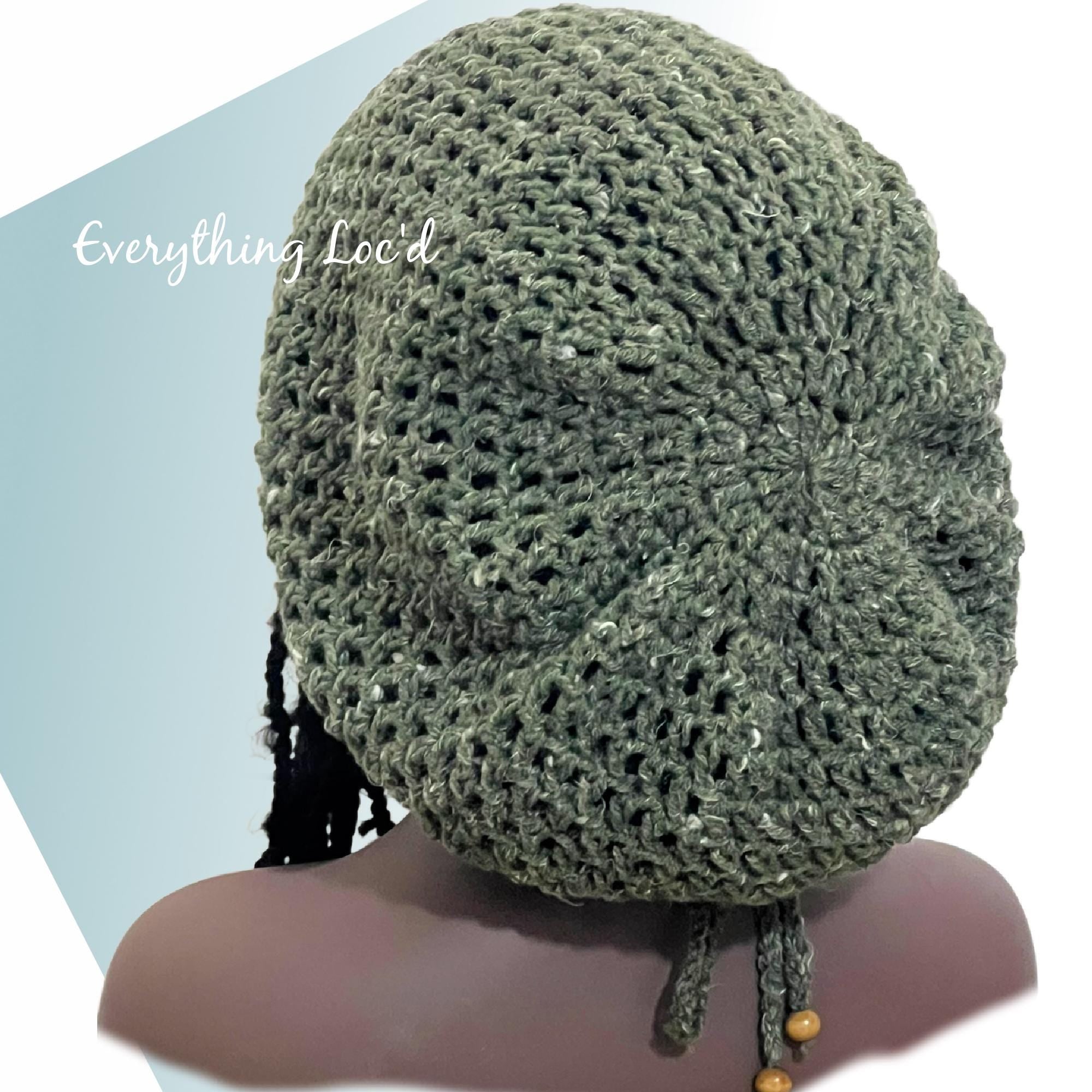 Crochet Rasta Tam with drawstring, Adjustable Dreadlock Cap, Rustic Slouchy Beanie, Eveything Locd
