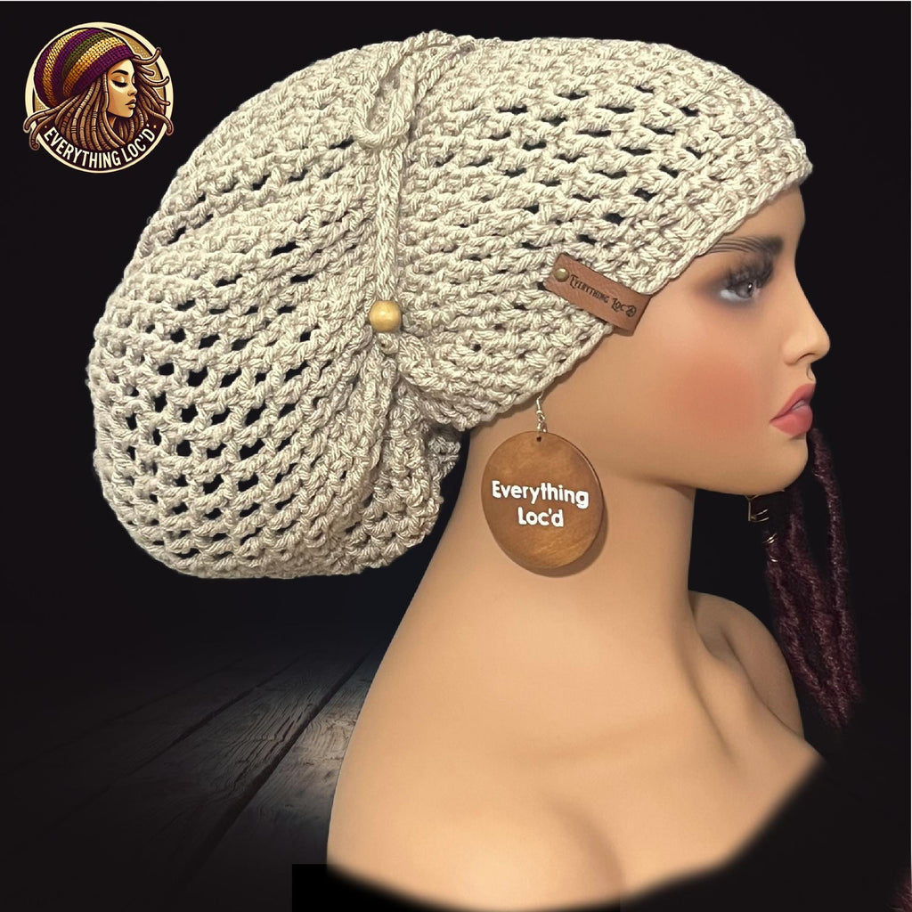 Chunky Rasta Tam with drawstring, Crocheted Slouchy Beanie, Multiple Colors, Everything Locd