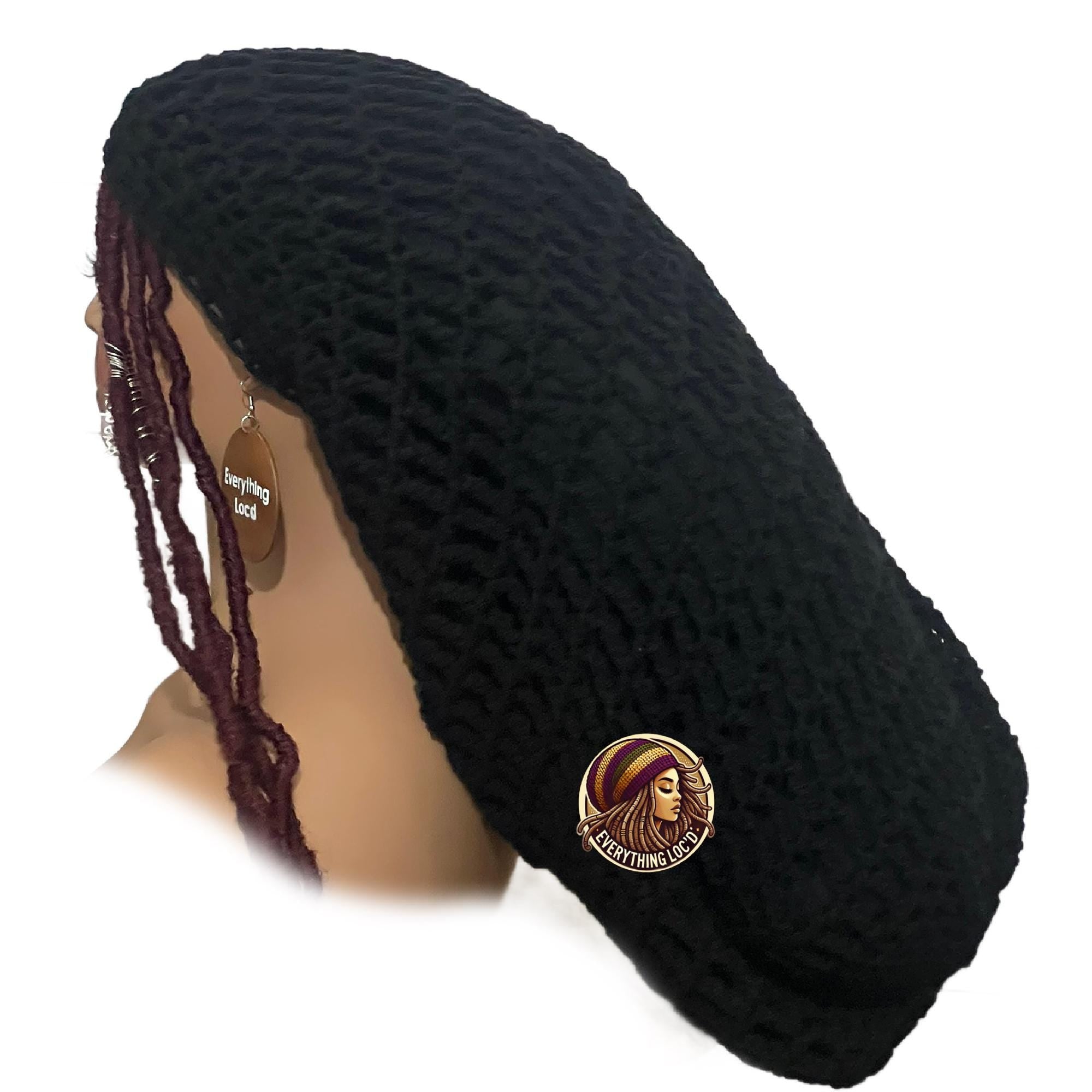 Crochet Rasta Tam with drawstring, Mega Slouchy Beanie, Large Adjustable dreadlock cap, Everything Locd