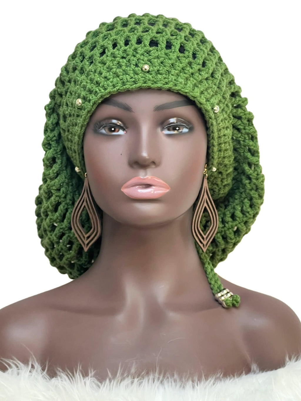 Crochet Dreadlock Tam with drawstring, Slouchy Rasta Beanie, Everything Locd