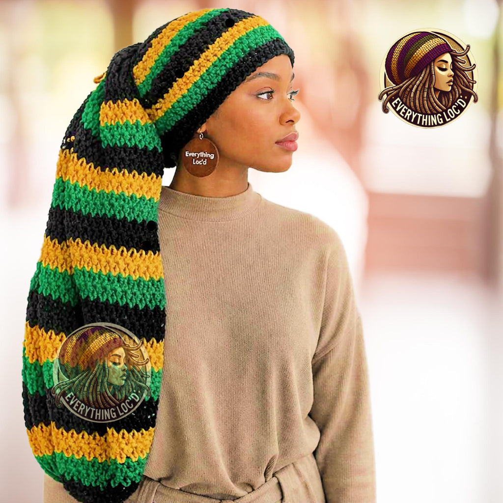 Mega Slouchy Dreadlock Rasta Tam with adjustable Drawstring, Extra Large Hats