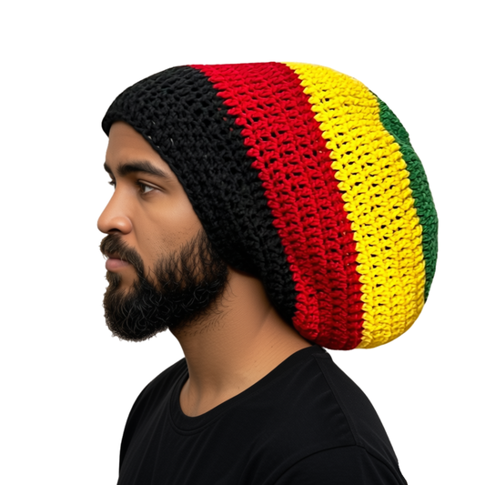 Crochet Rasta Tam with drawstring, Dreadlock hat, Unisex Slouchy hats, Locd Nation
