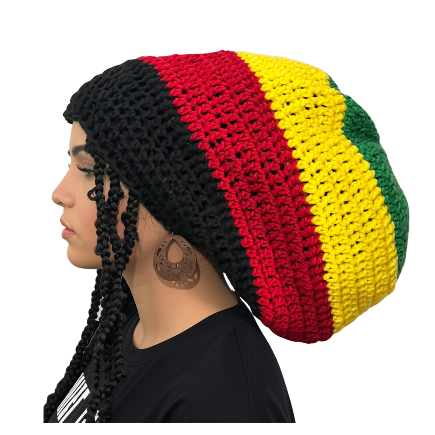 Crochet Rasta Tam with drawstring, Dreadlock hat, Unisex Slouchy hats, Locd Nation