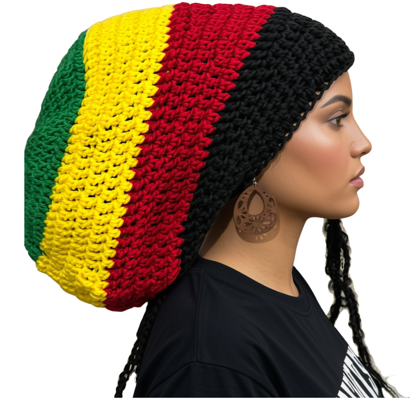 Crochet Rasta Tam with drawstring, Dreadlock hat, Unisex Slouchy hats, Locd Nation
