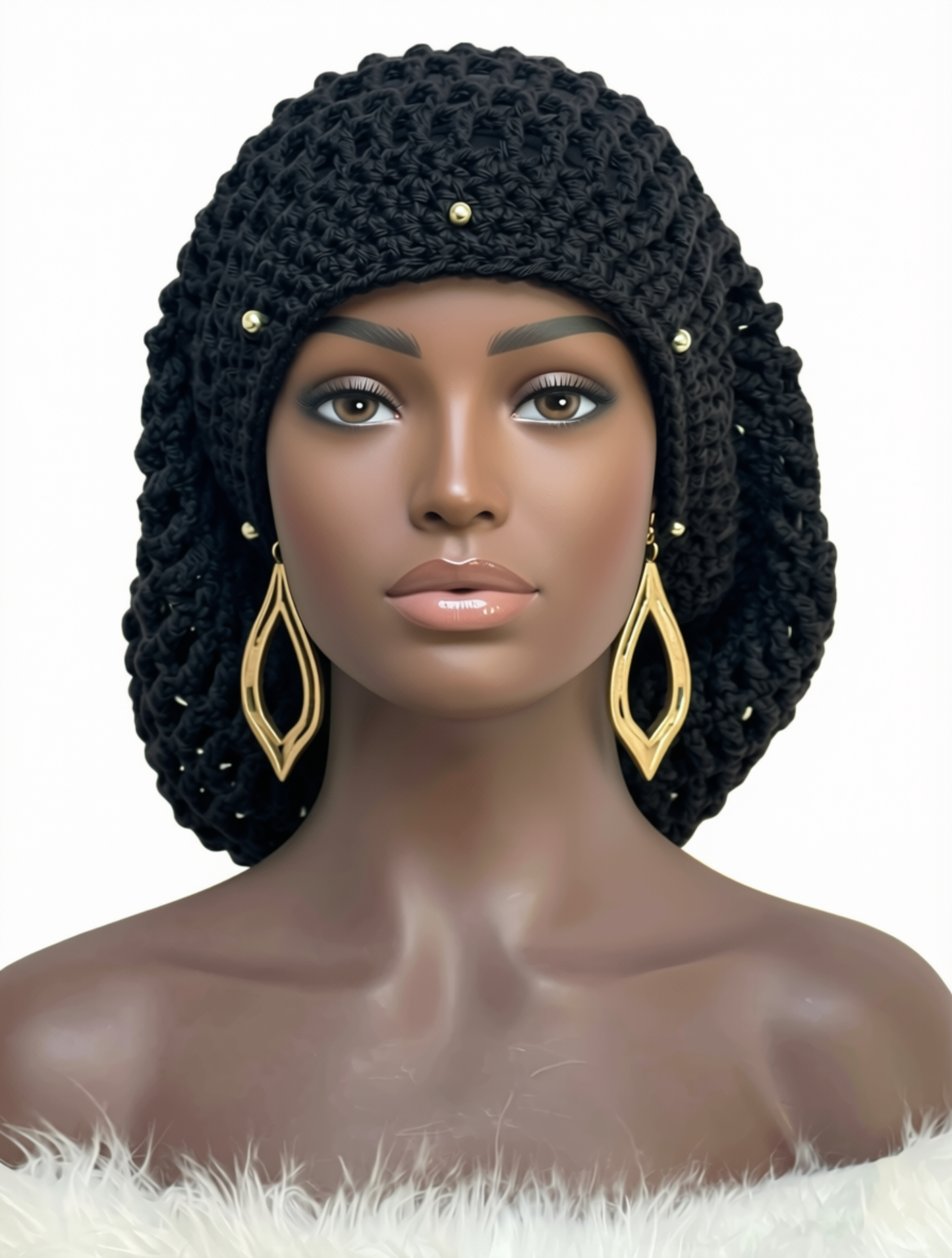 Dreadlock Tam with drawstring, Big Hair Slouchy Tam for Locs, Dreads & Braids, Crochet Rasta dreads hat