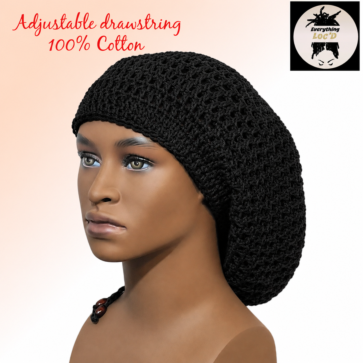 Oversized Cotton Rasta Tam, Dreadlock Slouchy Beanie, Everything Locd, Adjustable hats