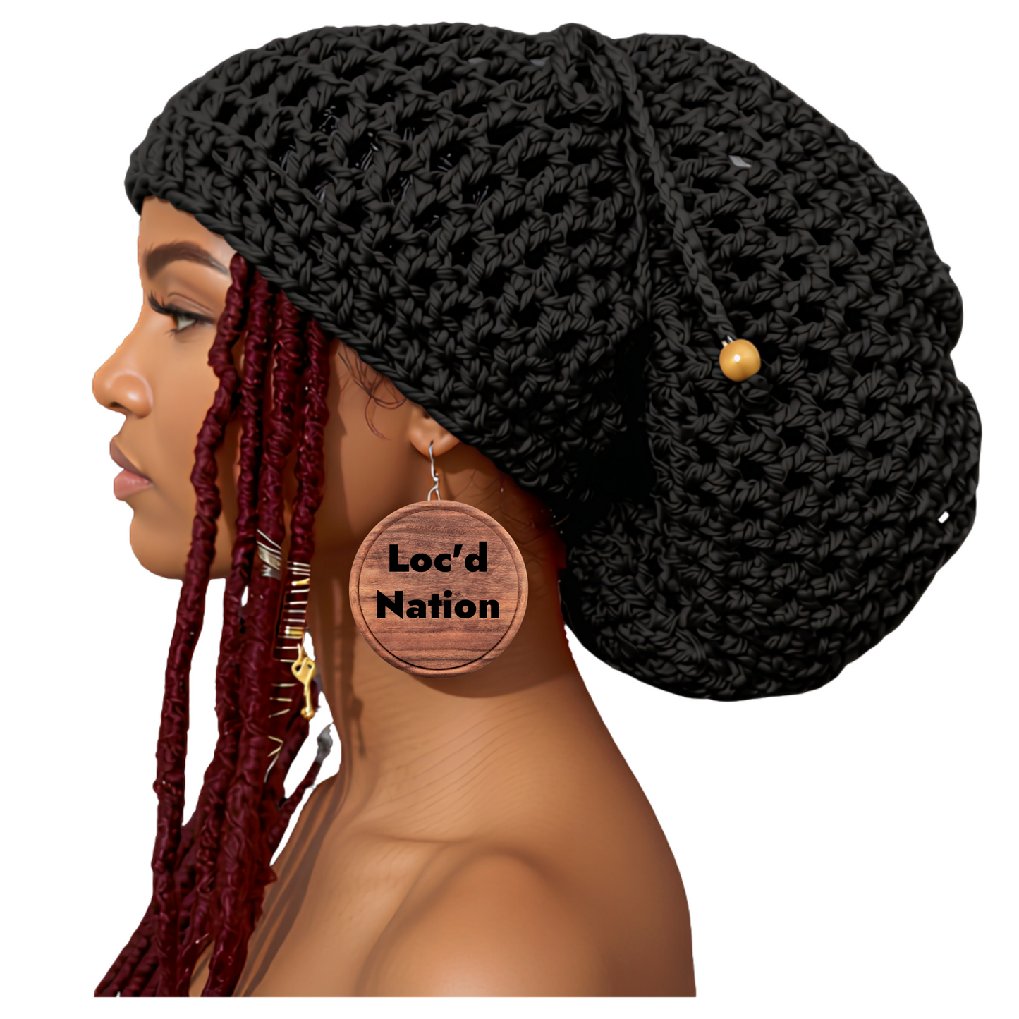 Crochet Dreadlock Tam with Drawstring, Slouchy hats for big hair, Dreads hat