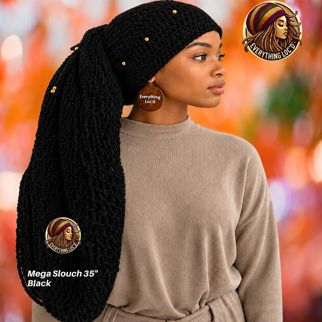Mega Slouchy Dreadlock Rasta Tam with adjustable Drawstring, Extra Large Hats