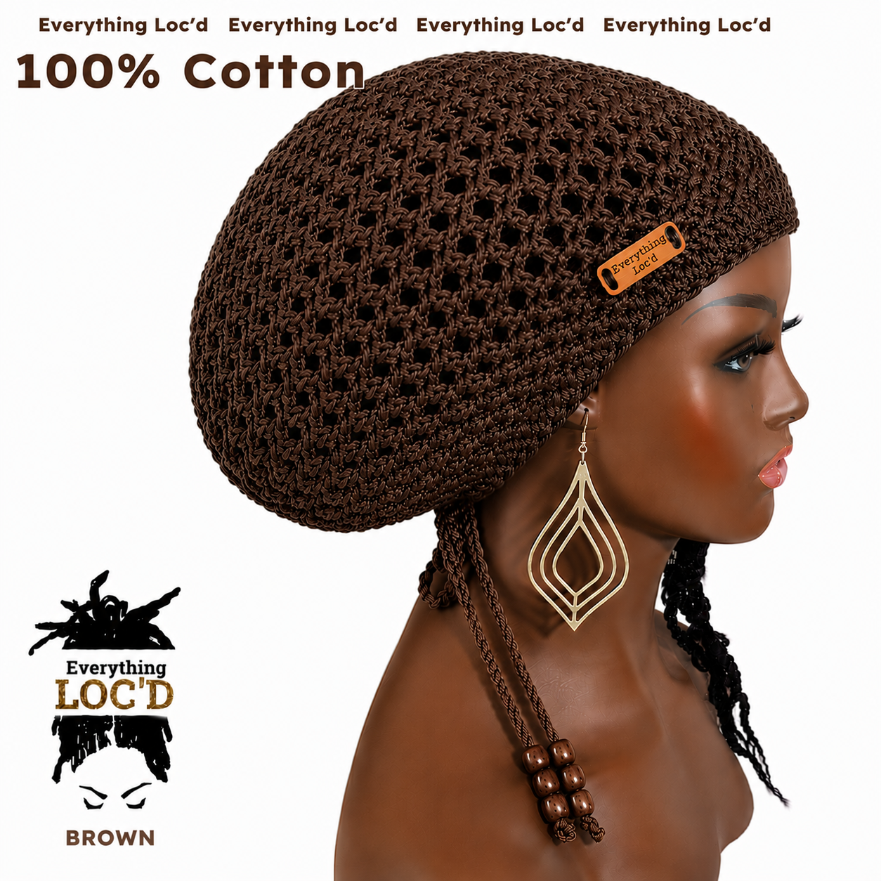 Crochet cotton green Rasta Tam for Dreadlocks, Slouchy Beanie with drawstring