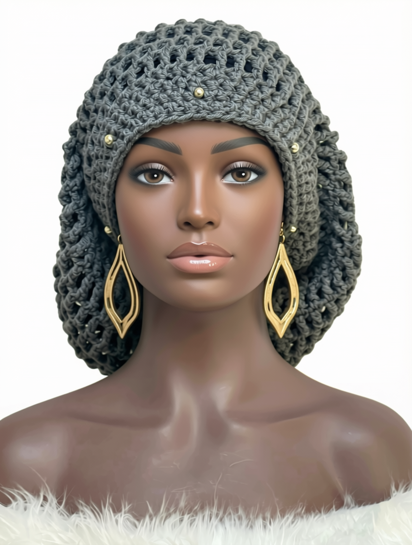 Dreadlock Tam with drawstring, Big Hair Slouchy Tam for Locs, Dreads & Braids, Crochet Rasta dreads hat