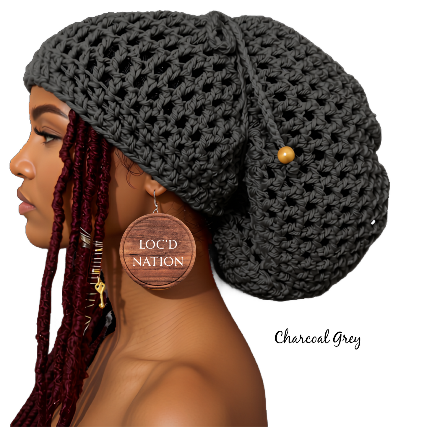 Crochet Dreadlock Tam with Drawstring, Slouchy hats for big hair, Dreads hat