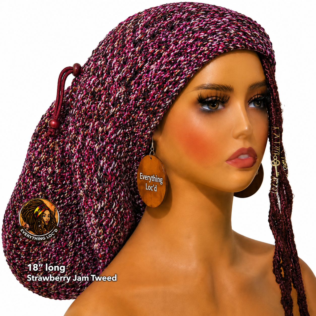 Crochet Rasta Tam with drawstring, Mega Slouchy Beanie, Large Adjustable dreadlock cap, Everything Locd