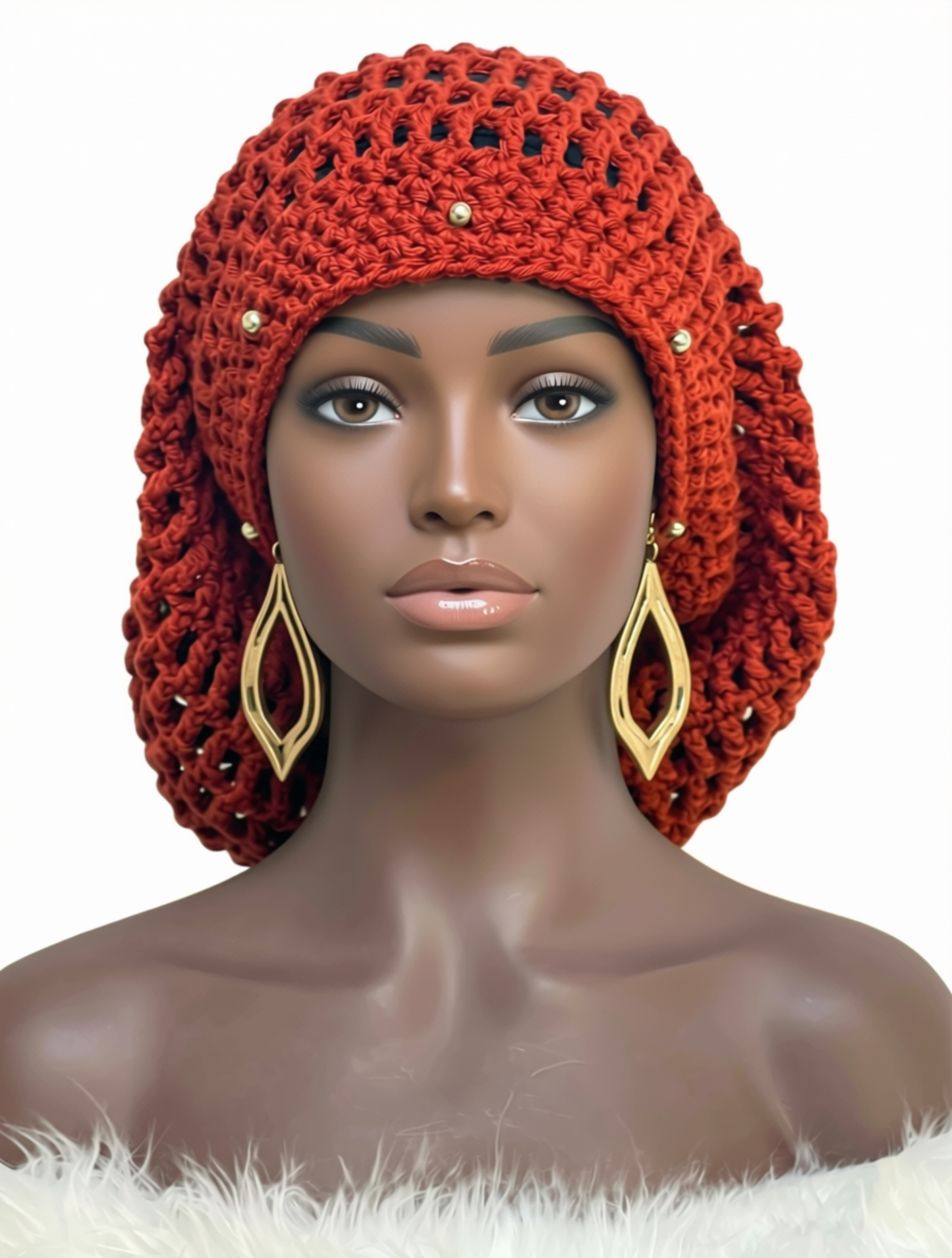 Dreadlock Tam with drawstring, Big Hair Slouchy Tam for Locs, Dreads & Braids, Crochet Rasta dreads hat
