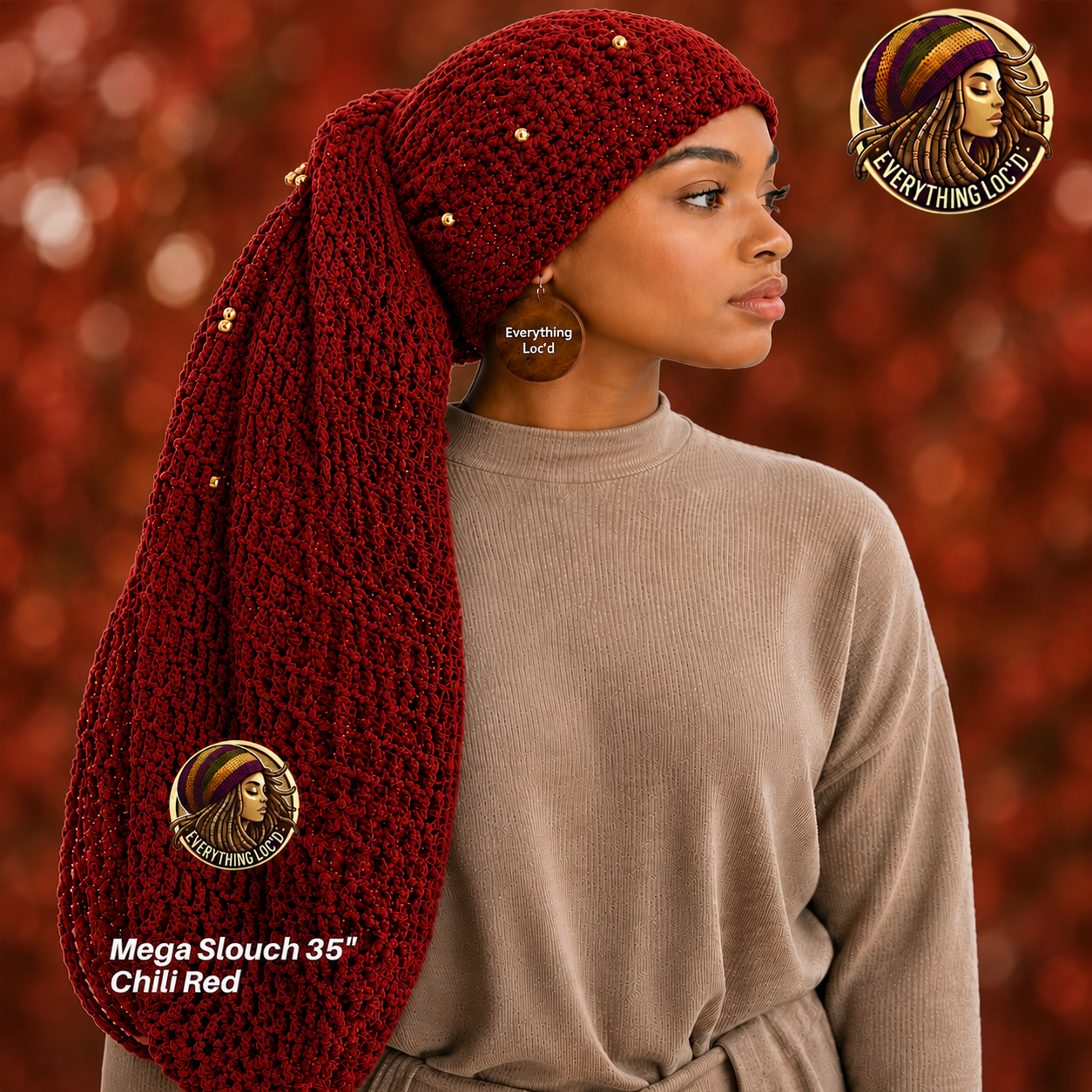 Mega Slouchy Dreadlock Rasta Tam with adjustable Drawstring, Extra Large Hats