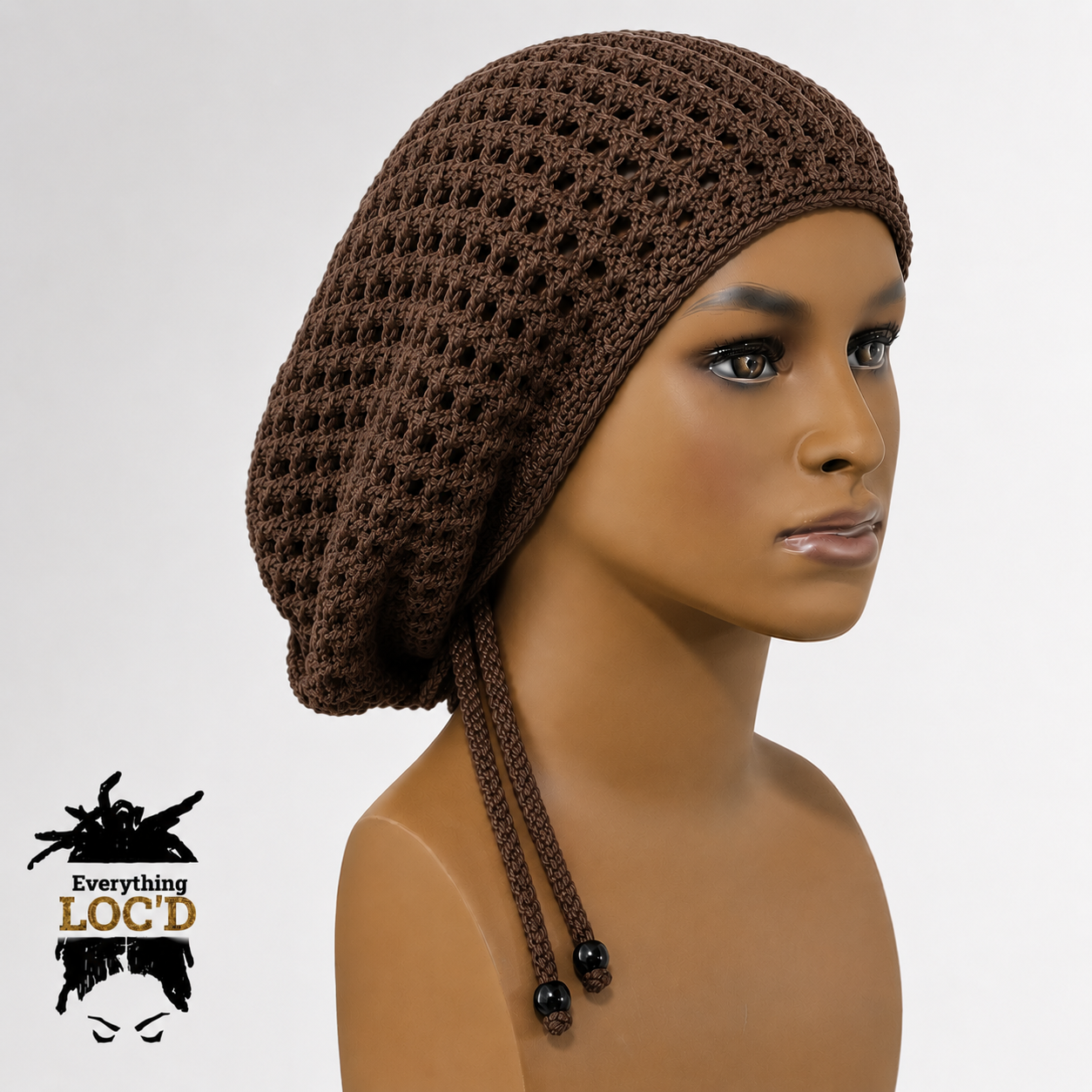 Crochet Oversized Black Cotton Men Rasta Tam for Dreadlocks, Slouchy Beanie, Gift for men or women, big hat with drawstring, Everything Locd