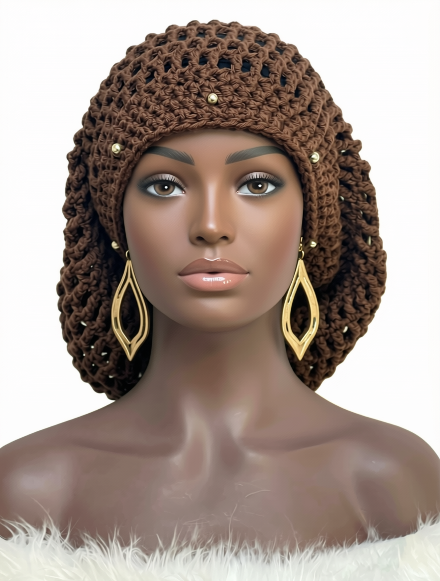 Dreadlock Tam with drawstring, Big Hair Slouchy Tam for Locs, Dreads & Braids, Crochet Rasta dreads hat