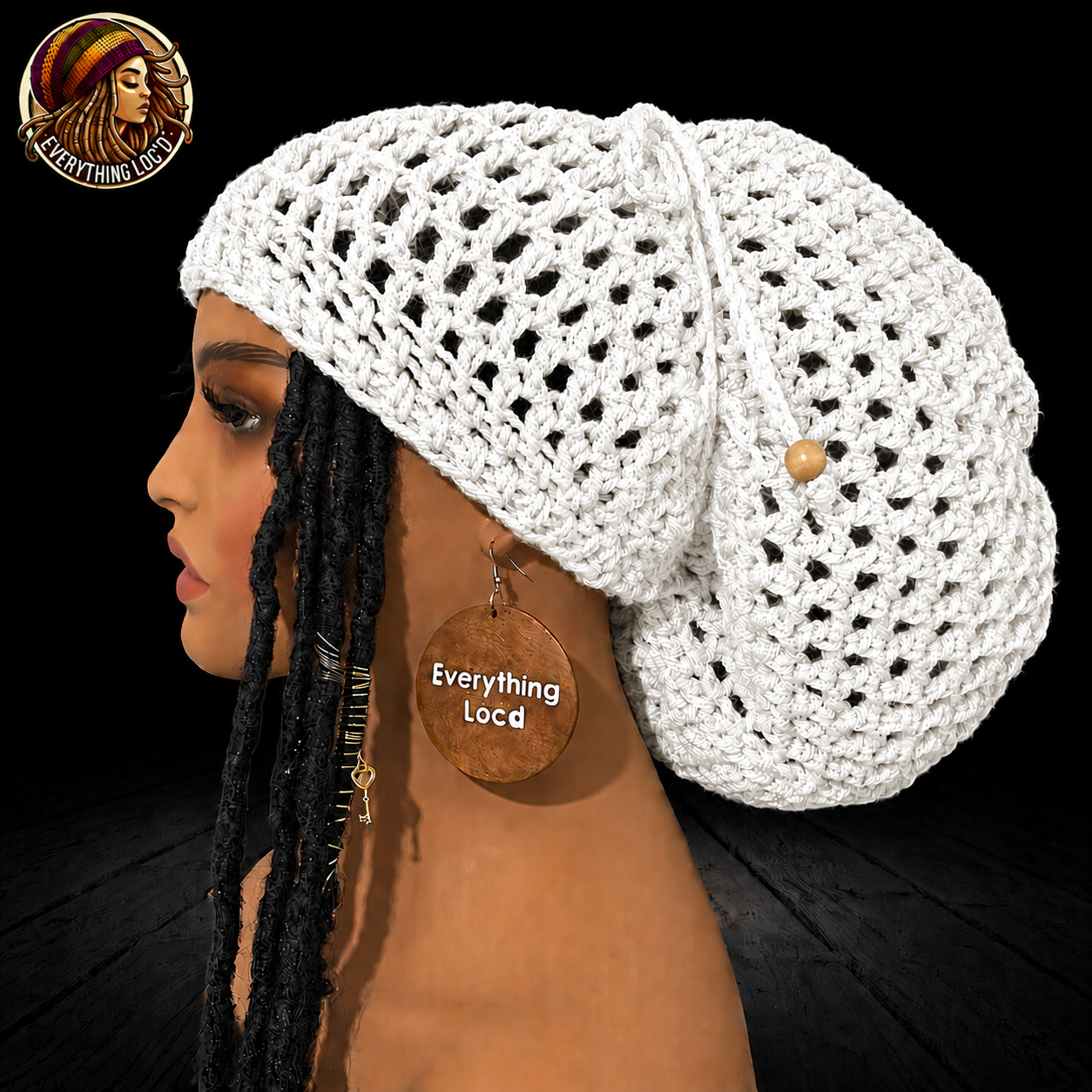 Chunky Rasta Tam with drawstring, Crocheted Slouchy Beanie, Multiple Colors, Everything Locd