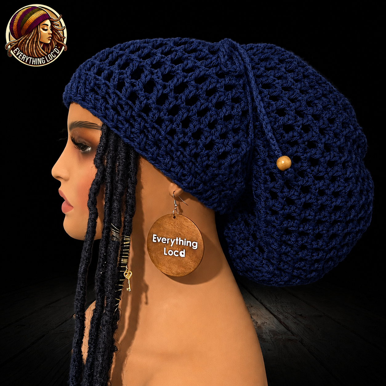 Chunky Rasta Tam with drawstring, Crocheted Slouchy Beanie, Multiple Colors, Everything Locd