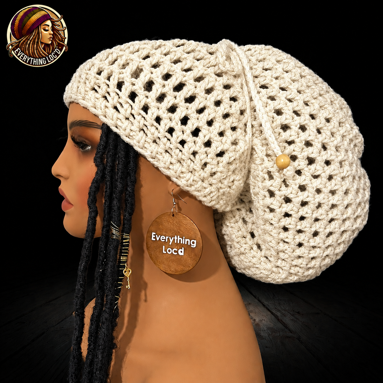 Chunky Rasta Tam with drawstring, Crocheted Slouchy Beanie, Multiple Colors, Everything Locd