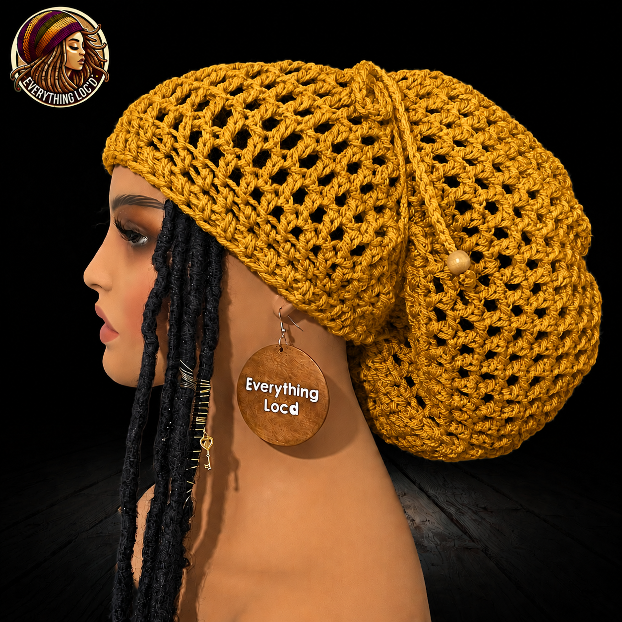 Chunky Rasta Tam with drawstring, Crocheted Slouchy Beanie, Multiple Colors, Everything Locd