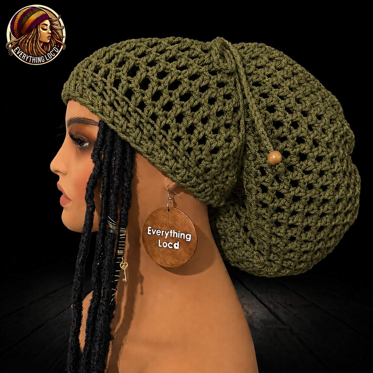 Chunky Rasta Tam with drawstring, Crocheted Slouchy Beanie, Multiple Colors, Everything Locd