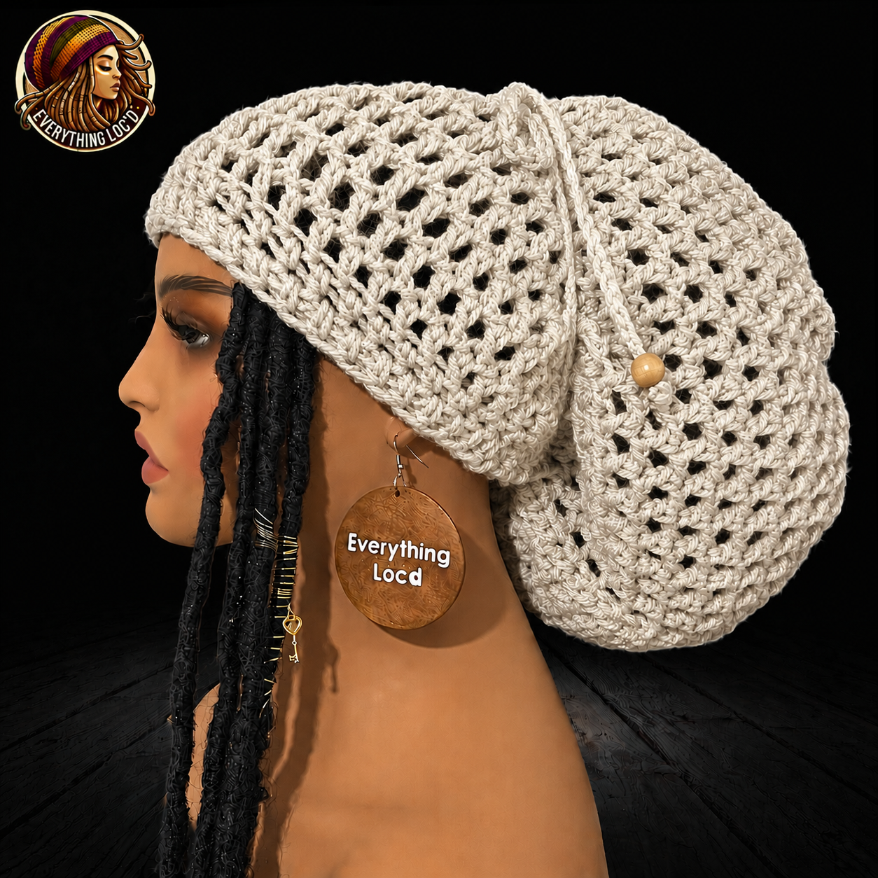 Chunky Rasta Tam with drawstring, Crocheted Slouchy Beanie, Multiple Colors, Everything Locd