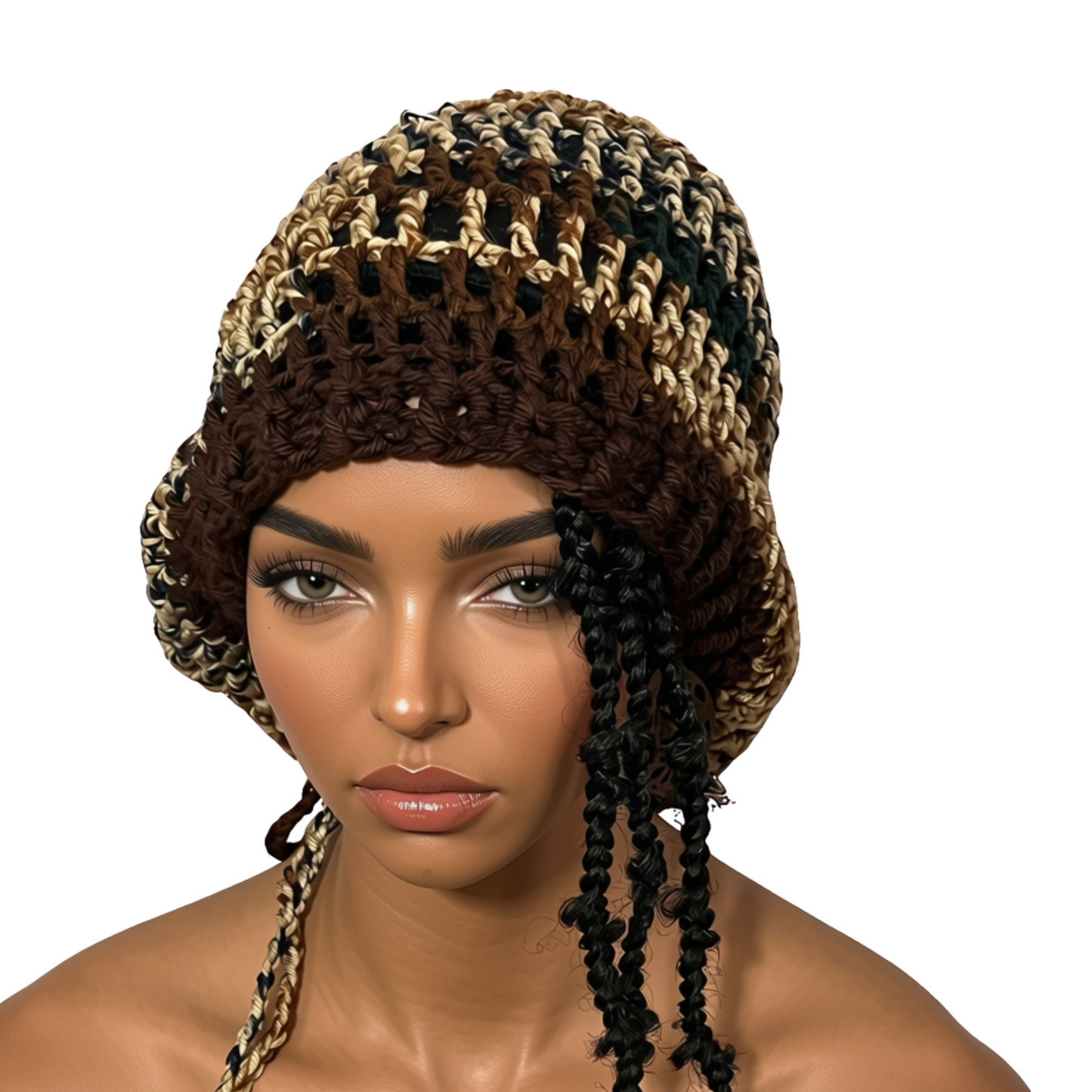 Crochet Rasta Tam with drawstring, Brown Slouchy hat for women,  Big hats