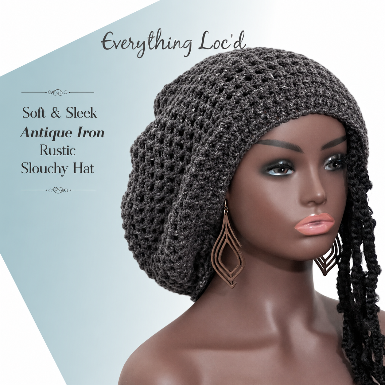 Crochet Rasta Tam with drawstring, Adjustable Dreadlock Cap, Rustic Slouchy Beanie, Eveything Locd