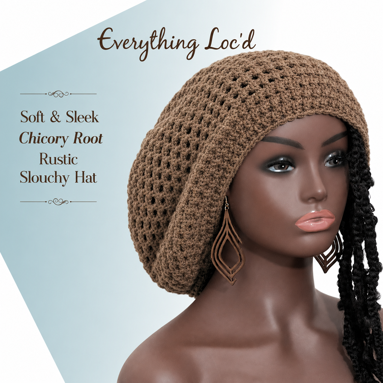 Crochet Rasta Tam with drawstring, Adjustable Dreadlock Cap, Rustic Slouchy Beanie, Eveything Locd