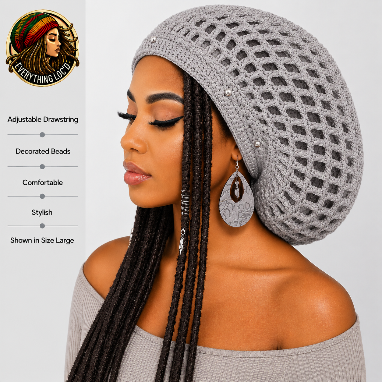 Crochet Rasta Tam for Dreadlocks, Slouchy Beanie hat, Women's hat, Everything Locd