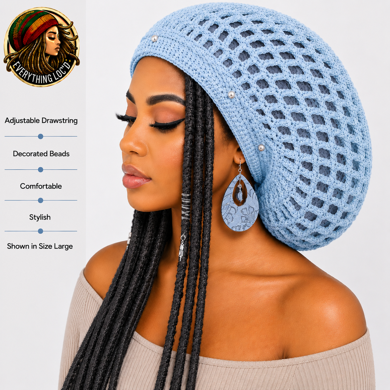 Crochet Rasta Tam for Dreadlocks, Slouchy Beanie hat, Women's hat, Everything Locd