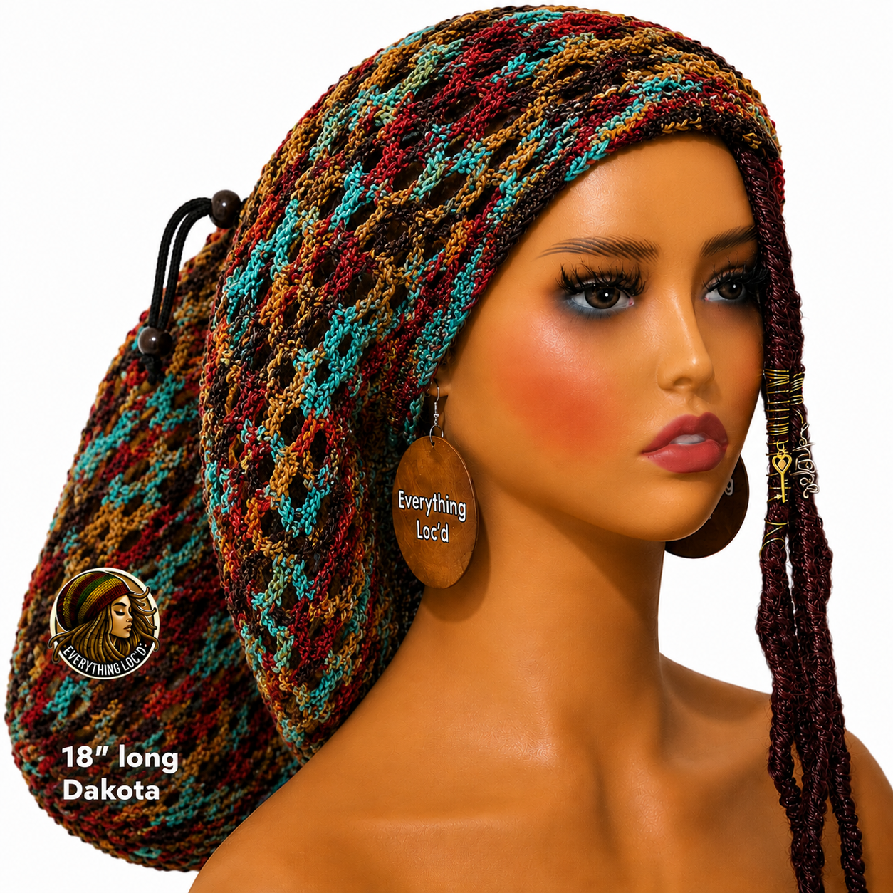Crochet Rasta Tam with drawstring, Mega Slouchy Beanie, Large Adjustable dreadlock cap, Everything Locd