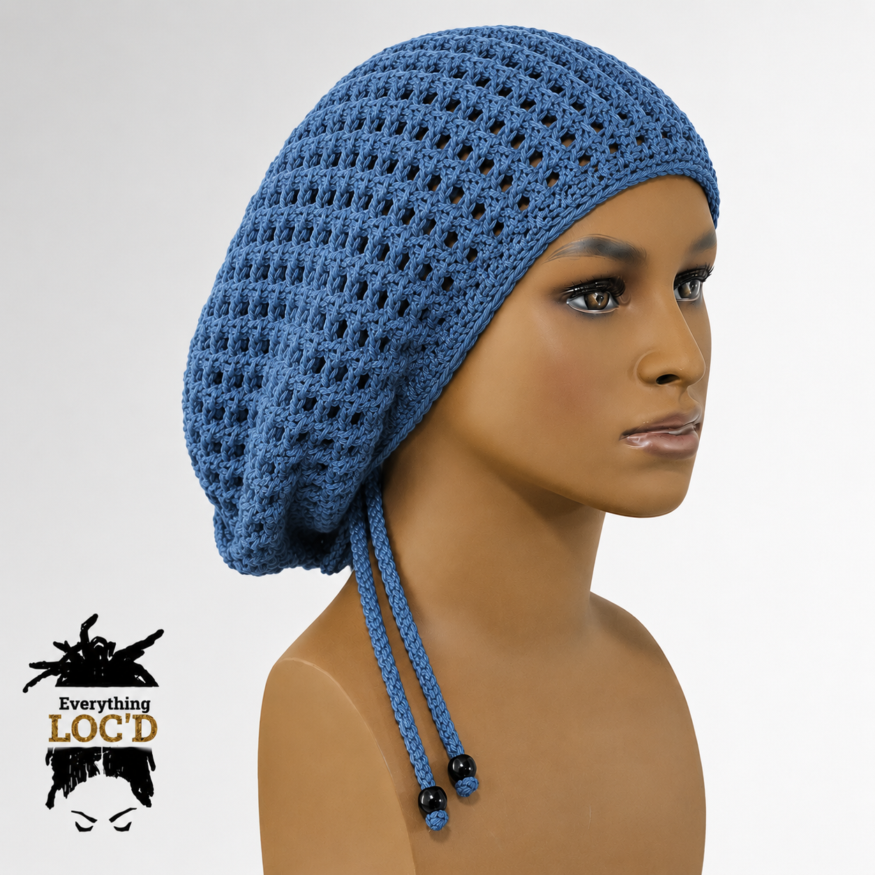 Crochet Oversized Black Cotton Men Rasta Tam for Dreadlocks, Slouchy Beanie, Gift for men or women, big hat with drawstring, Everything Locd